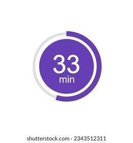 33 minutes timers Clocks, Timer 33 min vector illustration.