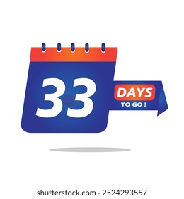 33 Días Más. Icono de 33 días. Ilustración vectorial de 33 días