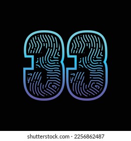 33 Number Fingerprint Logo Design Template Inspiration, Vector Illustration.