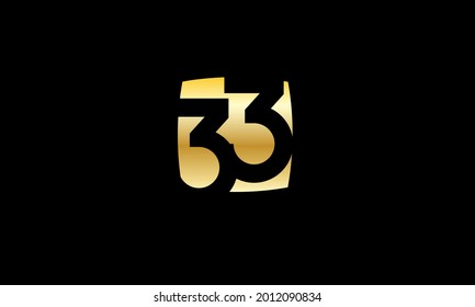 Logotipo moderno número 33 de oro