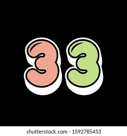 33 number logo bold letter design template