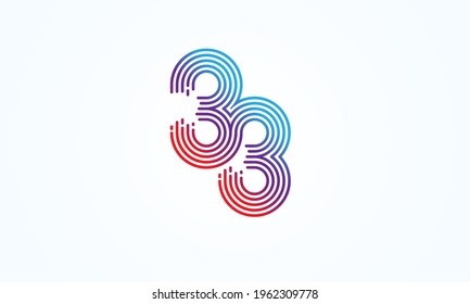 33 Number Logo, number 33 monogram line style, usable for anniversary, business and tech logos, flat design logo template, vector illustration [Converted]