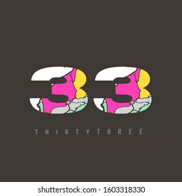 33 number logo multicolor letter design template