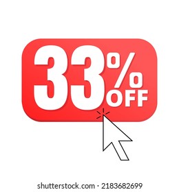 33% off, Clicking online discount, super special offer with red vector illustration design