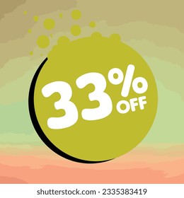 33% off per cent, percentage number in a colored circle, promotion, big sale, colorful background