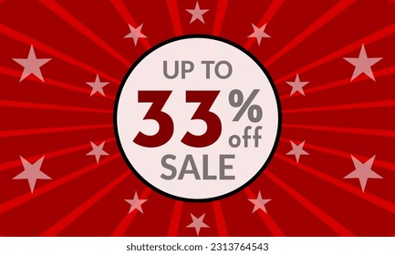 Up to 33% Off, red banner with discount for mega sales