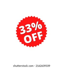 33% off with red sticker design. online discount template	