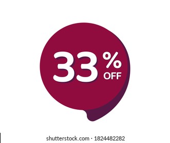 33% OFF Sale Discount Banner, Discount offer price label, 33% Discount Sticker