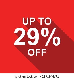 up to 33% off white text on a red background