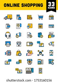 33 Online Shopping Colorful Flat Icon Set.