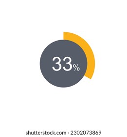 33% percentage infographic circle icons,33 percents pie chart infographic elements for Illustration, business, web design.