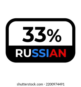 33% Russian. Sign or label vector illustration with stylish looking font