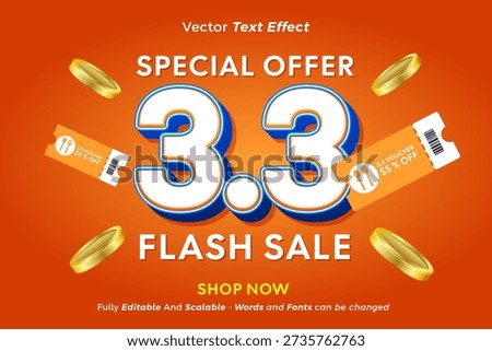 3.3 sale text effect, editable discount text style effect