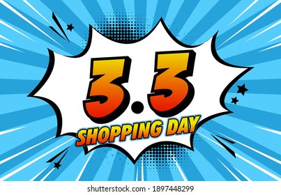 3.3 Expresión de fuente del día de la compra Burbuja del discurso del cómic del arte pop. Ilustración del vector
