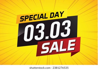 3.3 Special day sale word concept vector illustration with ribbon and 3d style for use landing page, template, ui, web, mobile app, poster, banner, flyer, background, gift card, coupon