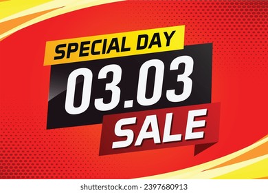 3.3 Special day sale word concept vector illustration with ribbon and 3d style for use landing page, template, ui, web, mobile app, poster, banner, flyer, background, gift card, coupon