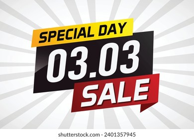 3.3 Special day sale word concept vector illustration with ribbon and 3d style for use landing page, template, ui, web, mobile app, poster, banner, flyer, background, gift card, coupon