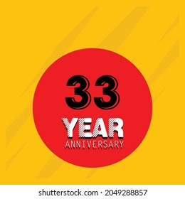 33 th anniversary event party. Vector illustration. numbers template for Celebrating.