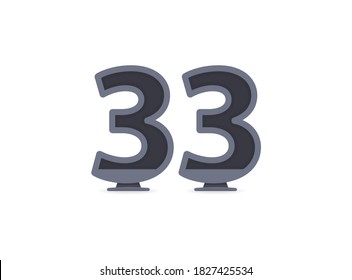 33 diseño de número vectorial. Para logotipo, etiqueta de marca, elementos de diseño, identidad corporativa, aplicación, etc. Ilustración vectorial aislada          