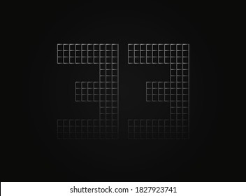 33 número vectorial hecho de una valla metálica de eslabón. Para logotipo, etiqueta de marca, elementos de diseño, aplicación y más. 

