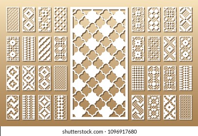 33 vector panels. Cutout silhouette with arabic (girih geometric)  pattern. A picture suitable for printing invitations, laser cutting (engraving) stencil, wood and metal decorations.