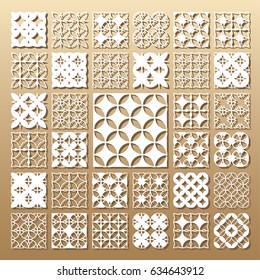 33 vector panels. Cutout silhouette with arabic (girih geometric)  pattern. A picture suitable for printing invitations, laser cutting (engraving) stencil, wood and metal decorations.