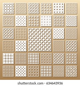  33 vector panels. Cutout silhouette with arabic (girih geometric)  pattern. A picture suitable for printing invitations, laser cutting (engraving) stencil, wood and metal decorations.