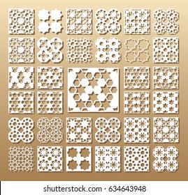33 vector panels. Cutout silhouette with arabic (girih geometric)  pattern. A picture suitable for printing invitations, laser cutting (engraving) stencil, wood and metal decorations.