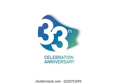 33 year anniversary celebration fun style logotype. anniversary white logo with green blue color isolated on red background, vector design for celebration, invitation and greeting card - Vector