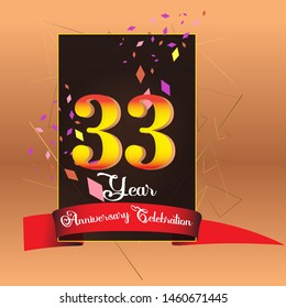 33 Year Anniversary Celebration Vector Template Design Illustration