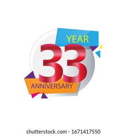 33 Year Anniversary celebration Vector Template Design Illustration