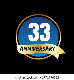 Celebración del 33 aniversario, diseño vectorial para celebraciones, tarjetas de invitación y tarjetas de felicitación
