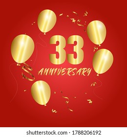 33 year anniversary celebration, vector design for celebrations, invitation cards and greeting cards