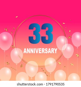 33 year anniversary celebration, vector design for celebrations, invitation cards and greeting cards