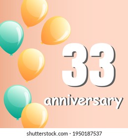 33 year anniversary celebration, vector design for celebrations, invitation cards and greeting cards