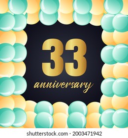33 year anniversary celebration, vector design for celebrations, invitation cards and greeting cards