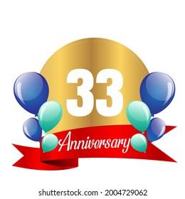 33 year anniversary celebration, vector design for celebrations, invitation cards and greeting cards