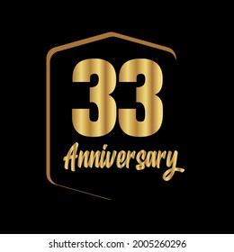 Celebración del 33 aniversario, diseño vectorial para celebraciones, tarjetas de invitación y tarjetas de felicitación