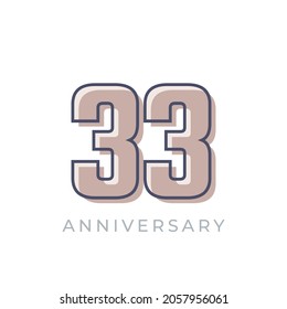 33 Year Anniversary Celebration Vector. Happy Anniversary Greeting Celebrates Template Design Illustration