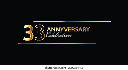 33-jähriges Jubiläum Vector Design. 33. Jubiläumsfeier. Gold Luxury Banner des 33. Jahrestags. dreiunddreißig Gewinnkarten. Vektor-Jubiläum
