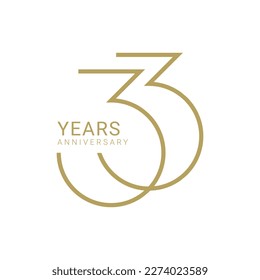 33 Year Anniversary Logo, 33 birthday,  Vector Template Design element for birthday, invitation, wedding, jubilee and greeting card illustration.