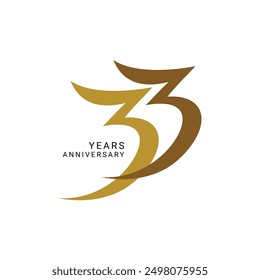 33 Year Anniversary Logo, 33 birthday,  Vector Template Design element for birthday, invitation, wedding, jubilee and greeting card illustration.