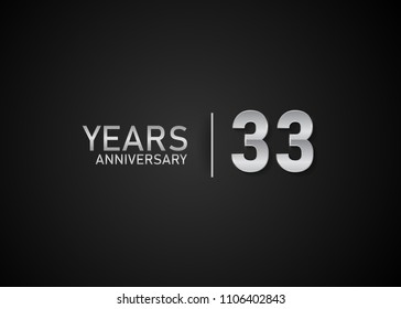 33 year anniversary silver design for celebration event isolated on black background 