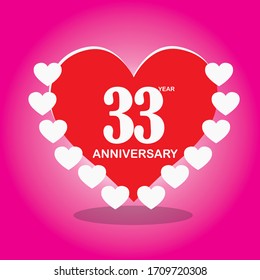 33 year anniversary, vector design with love for celebrations, invitation cards and greeting cards