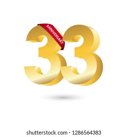 33 Year Anniversary Vector Template Design Illustration