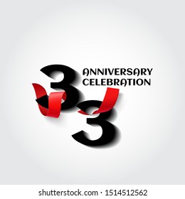 33 Year Anniversary Vector Template Design Illustration