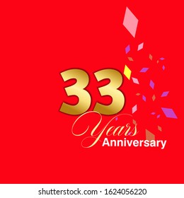 33 Year Anniversary Vector Template Design Illustration