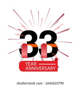 33 Year Anniversary Vector Template Design Illustration