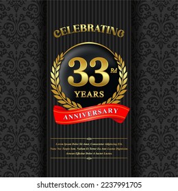 33 year celebration anniversary logo vector isolated on black background