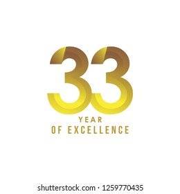 33 Year of Excellence Vector Template Design Illustration